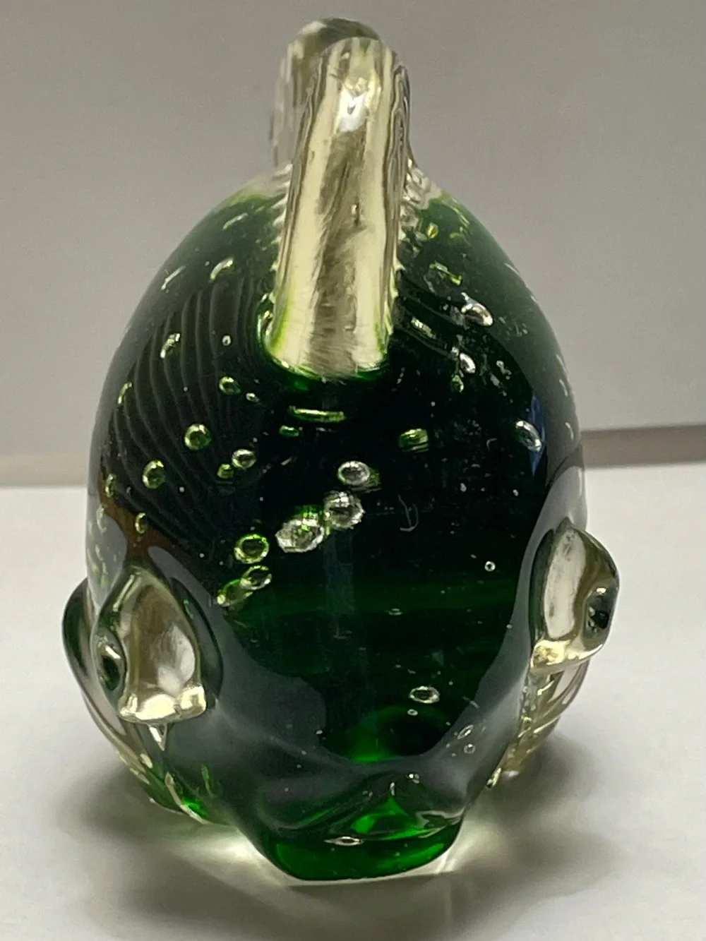 Hand Blown Art Glass Fish Figurine Bullicante Controlled Bubbles Paperweight